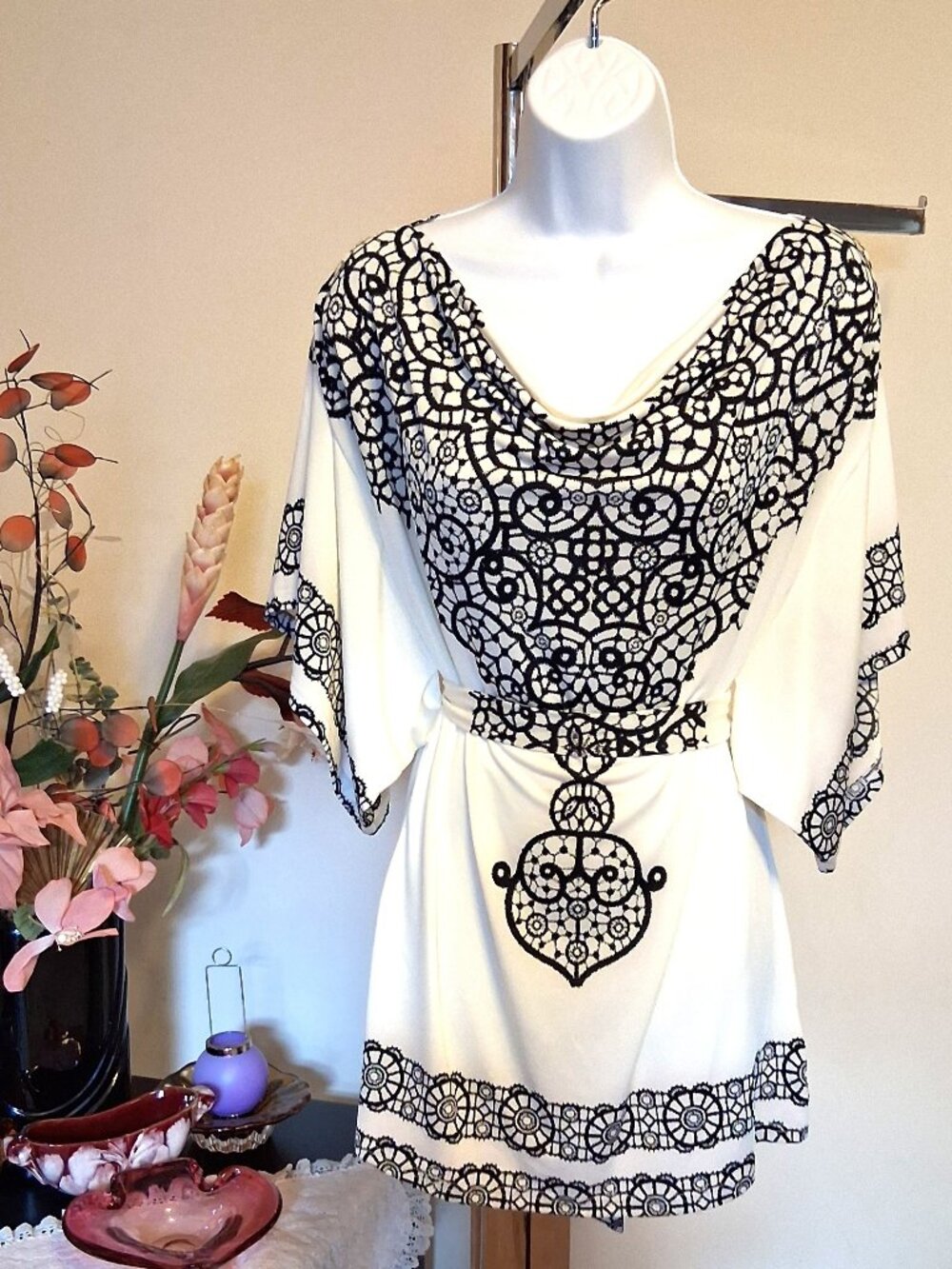 NWOT Papillon Unique Printed Casual Short Sleeve Mini Dress Quality Sundress 10